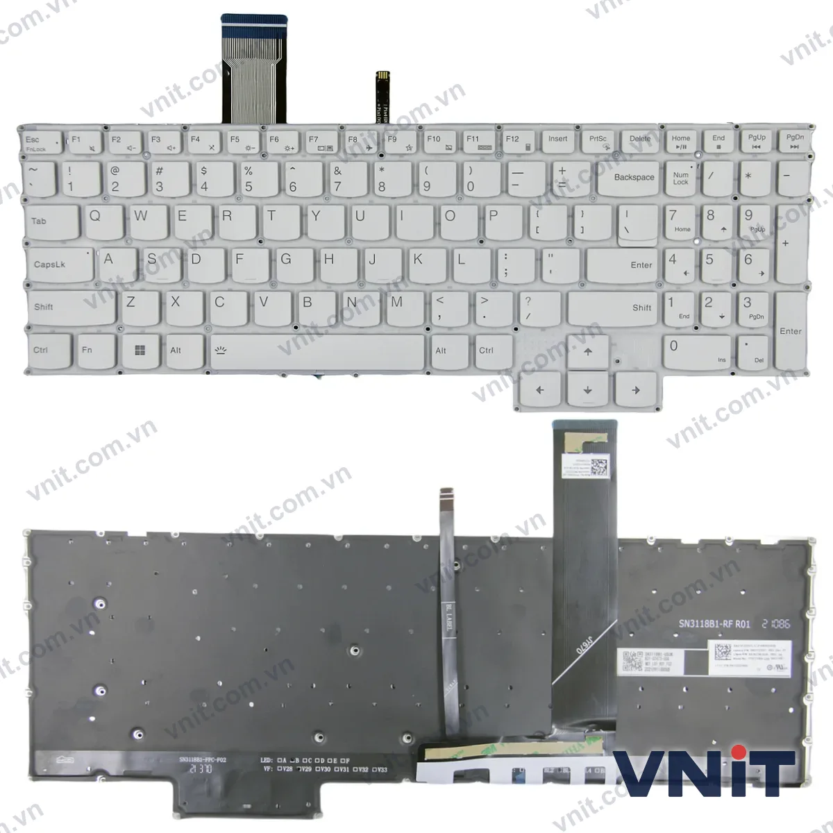 Bàn phím Laptop Lenovo Legion 5 15ARH7 15ARH7H 15IAH7 15IAH7H (Có đèn nền) (Màu trắng)