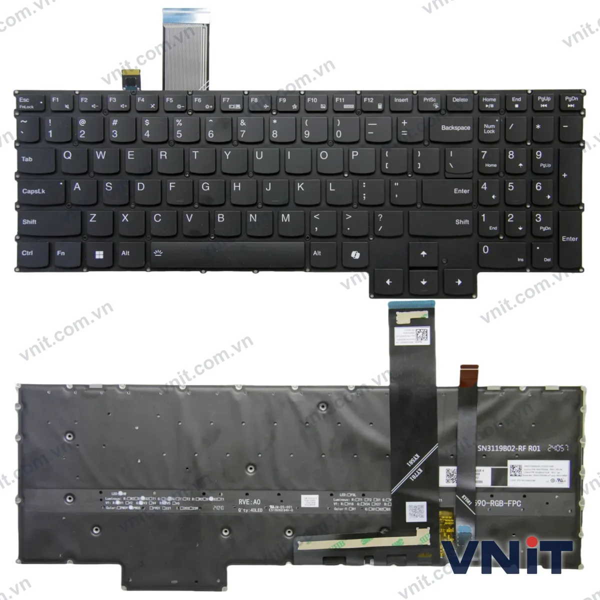 Bàn phím Laptop Lenovo Legion 5 15ARH7 15ARH7H 15IAH7 15IAH7H, RGB (Có đèn nền) (Màu đen)