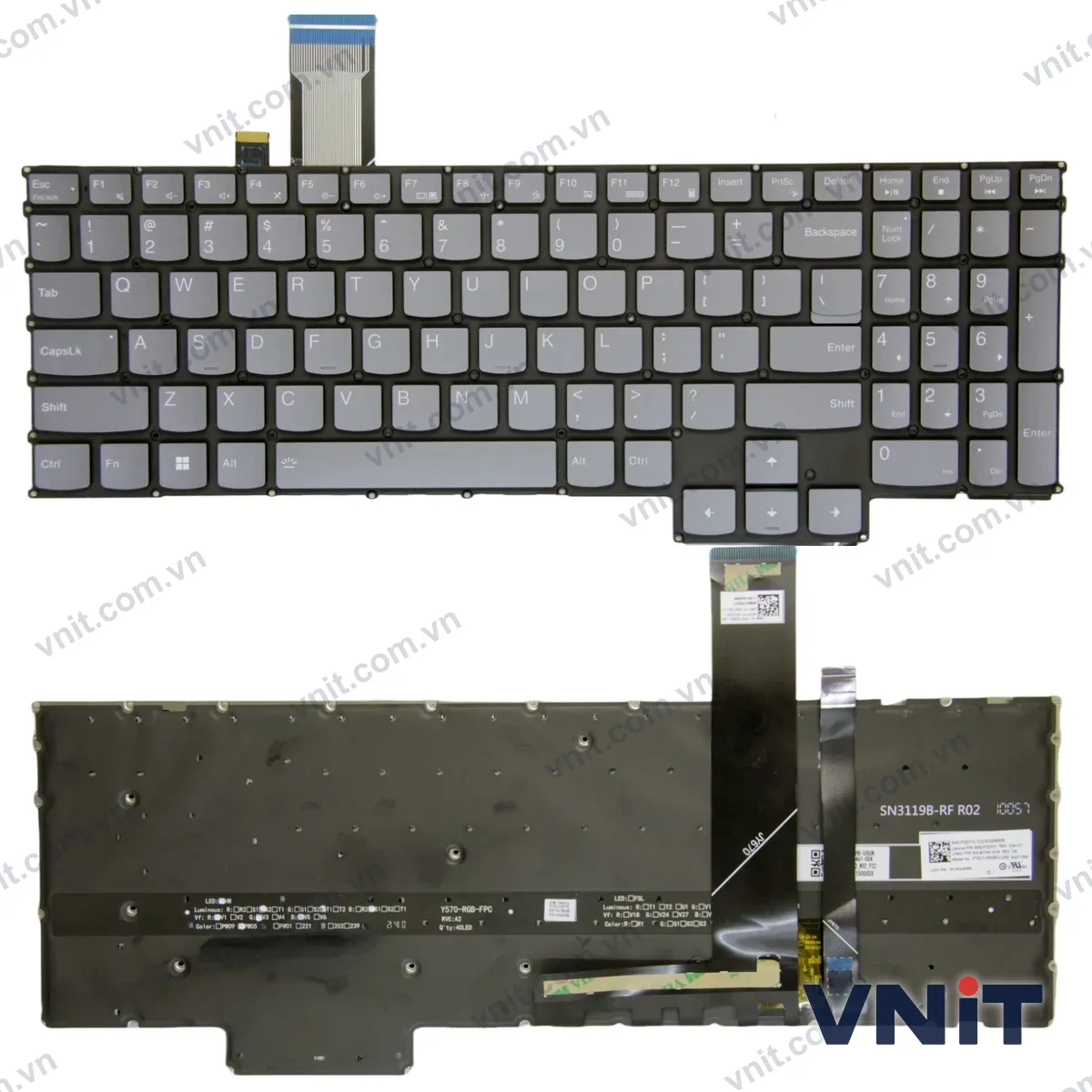 Bàn phím Laptop Lenovo Legion 5 15ARH7 15ARH7H 15IAH7 15IAH7H, RGB (Có đèn nền) (Màu xám)