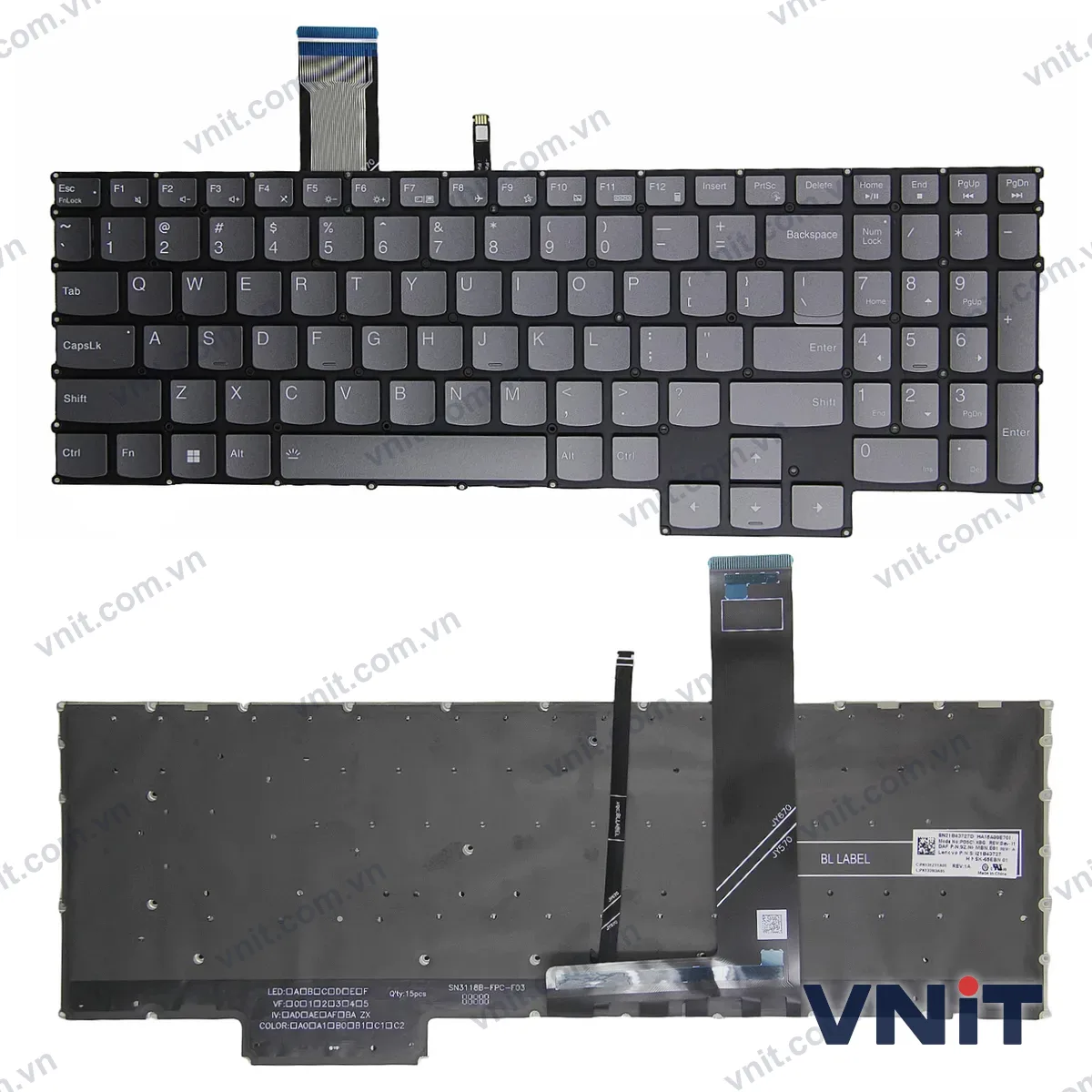 Bàn phím Laptop Lenovo Legion Pro 5 16ARX8 16IRX8, Legion Pro 7 16ARX8H 16IRX8H (Có đèn nền) (Màu xám)
