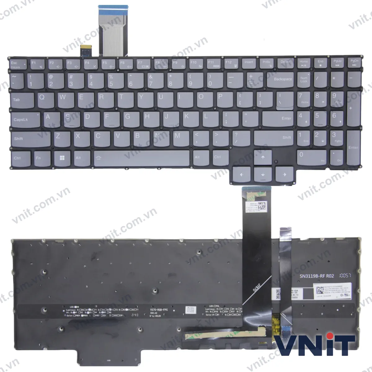 Bàn phím Laptop Lenovo Legion Pro 5 16ARX8 16IRX8, Legion Pro 7 16ARX8H 16IRX8H, RGB (Có đèn nền) (Màu xám)