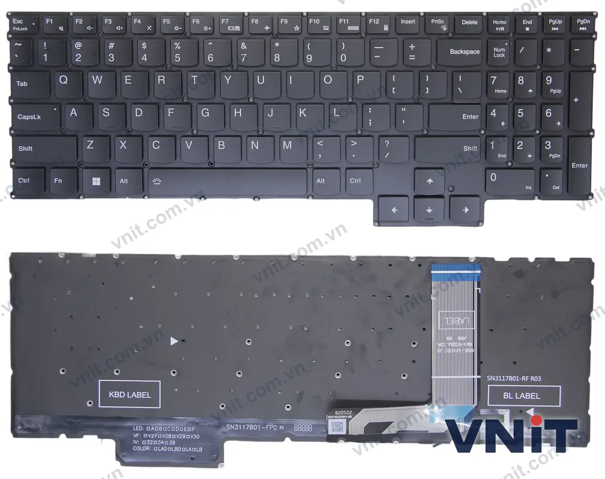 Bàn phím Laptop Lenovo Legion S7-16ARHA7, S7-16IAH7 (Có đèn nền) (Màu đen)