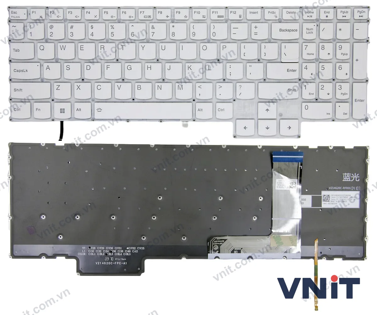 Bàn phím Laptop Lenovo Legion S7-16ARHA7, S7-16IAH7 (Có đèn nền) (Màu trắng)