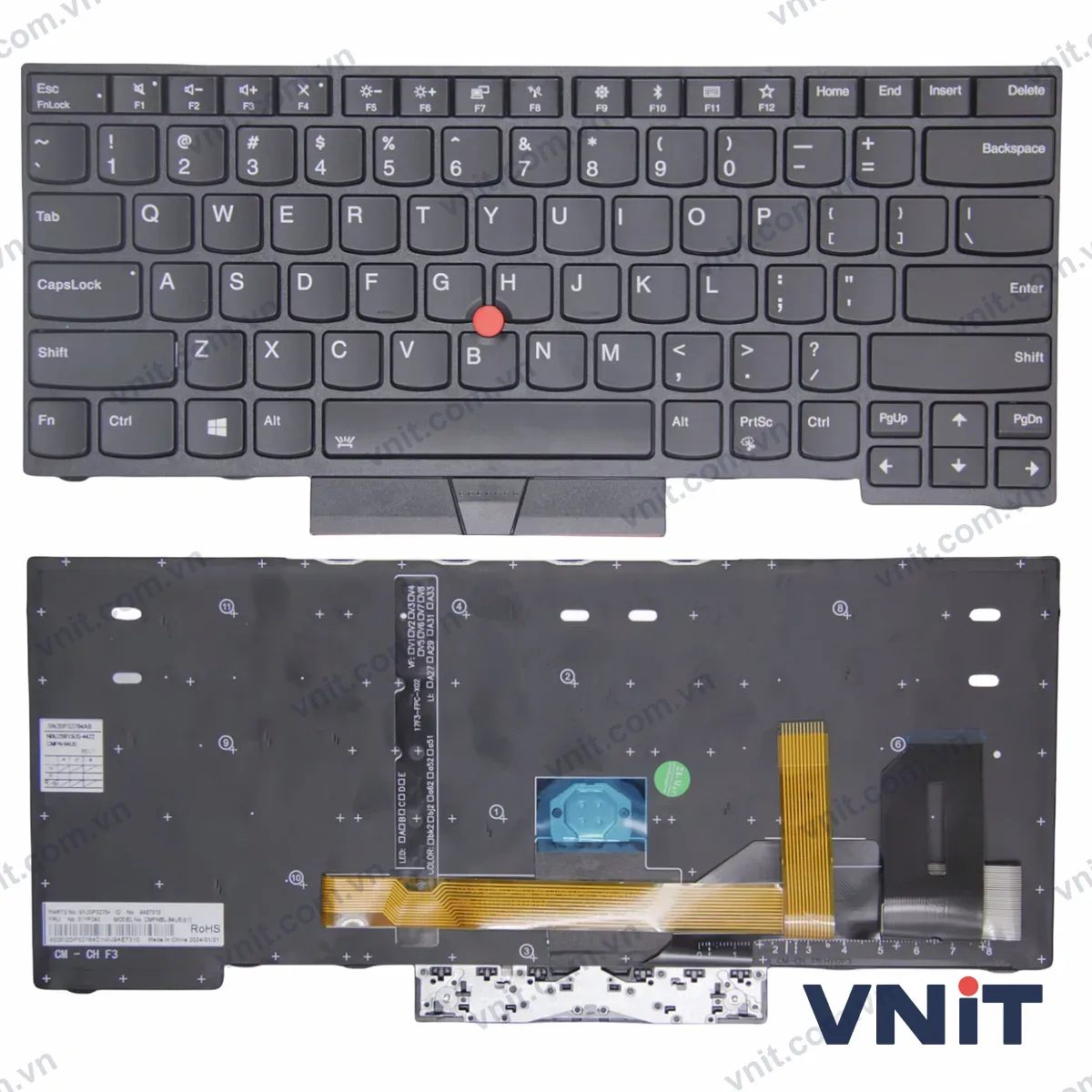 Bàn phím Laptop Lenovo R490 E485 R485 P43S S2 yoga 3RD Gen 3 S2 4TH 5TH frame OEM (Có đèn nền) (Màu đen)