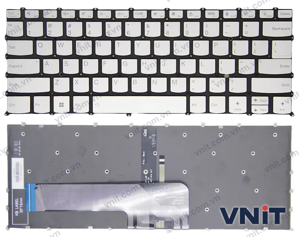 Bàn phím Laptop Lenovo Slim 7 14ARH7 14IAP7, F10 lock (Có đèn nền) (Màu bạc)