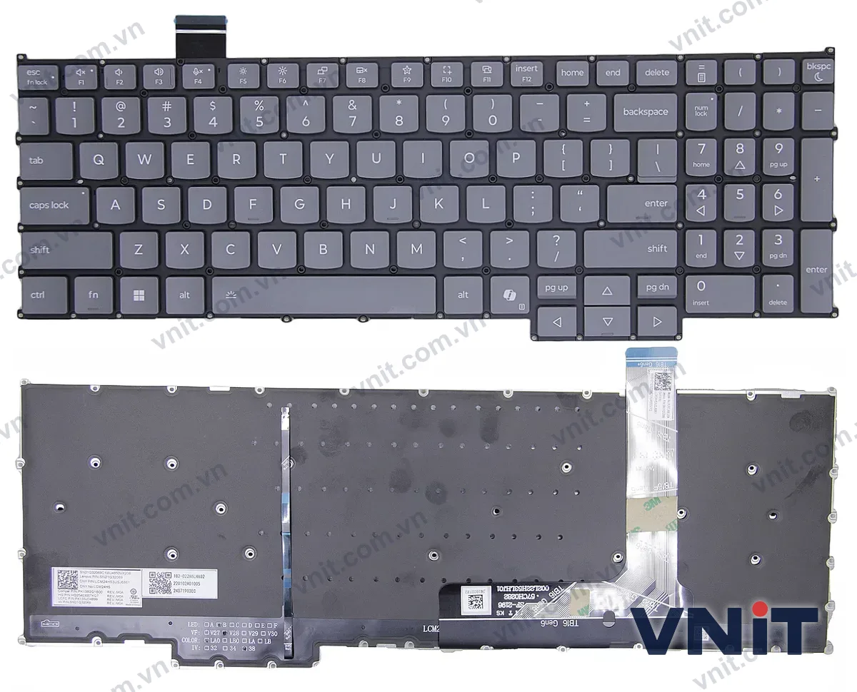 Bàn phím Laptop Lenovo ThinkBook 16 G9 AHP IRL, 16p G6 ADR IAX, AI (Có đèn nền) (Màu xám)