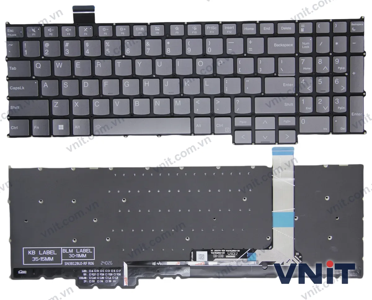 Bàn phím Laptop Lenovo ThinkBook 16 G9 AHP IRL, 16p G6 ADR IAX (Có đèn nền) (Màu xám)