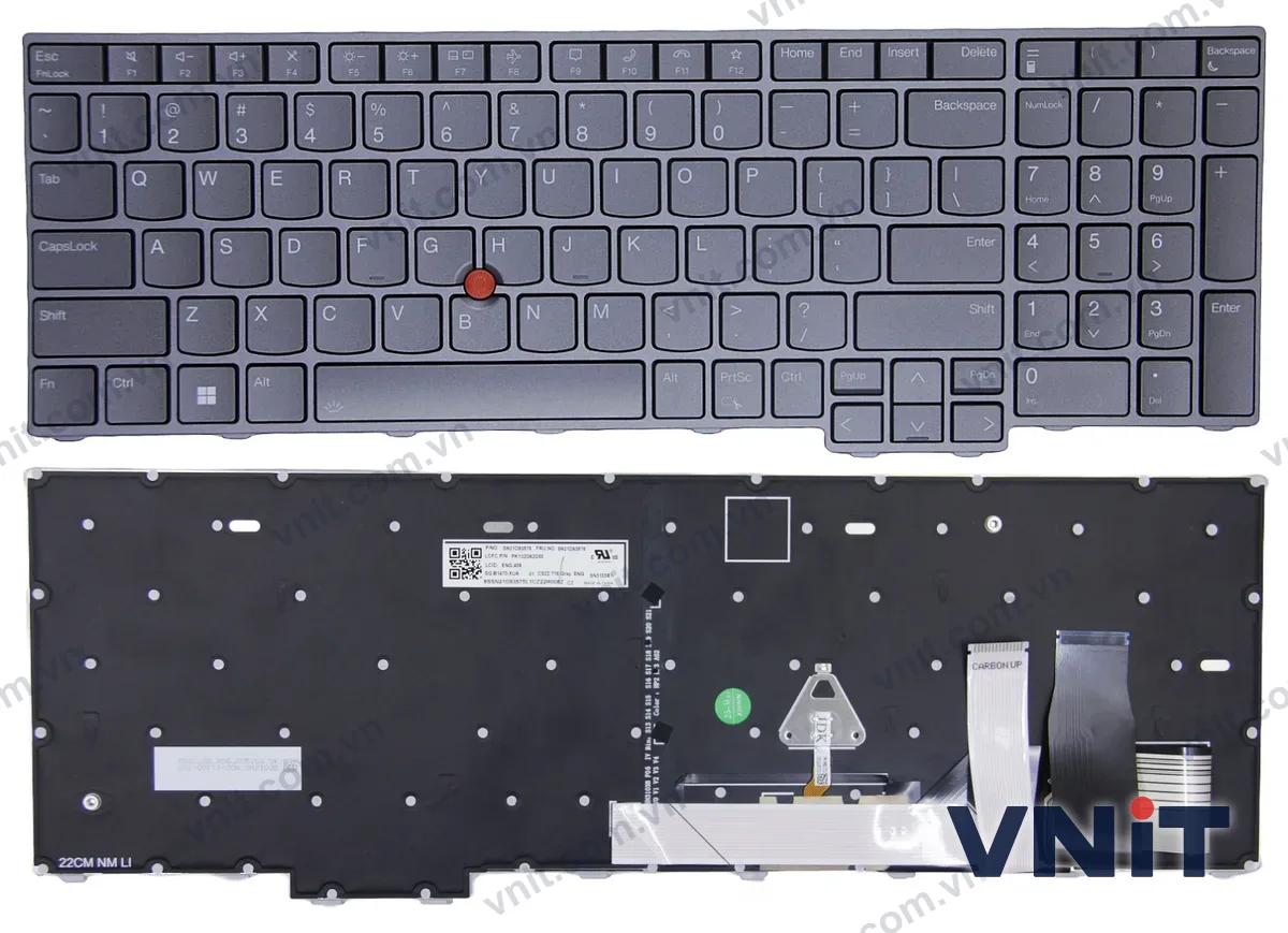 Bàn phím Laptop Lenovo Thinkpad T16 Gen 1, Thinkpad T16 Gen 2, P16v Gen 1, P16v Gen 2, P16s Gen 1, P16s Gen 2, L15 Gen 3, L15 Gen 4 (Có đèn nền) (Màu xám)