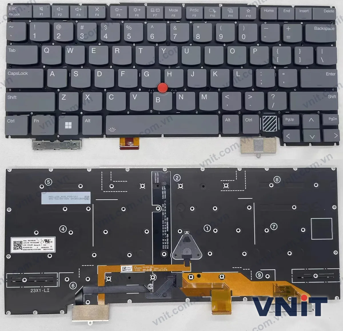 Bàn phím Laptop Lenovo thinkpad X1 Carbon 12th Gen 2024, X1 Carbon 13th Gen 2025 (Có đèn nền) (Màu xám)