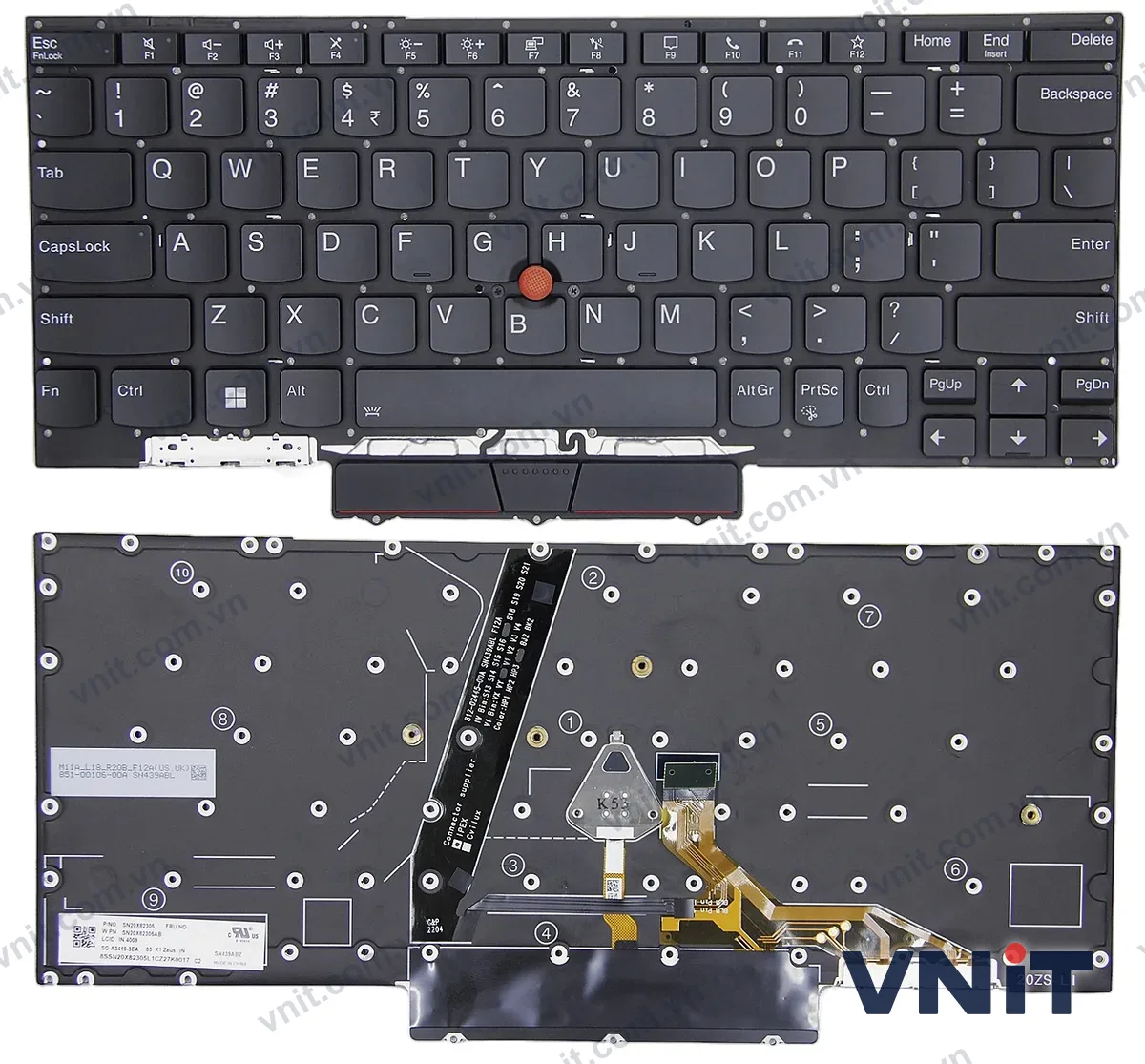 Bàn phím Laptop Lenovo ThinkPad X1 Nano Gen 1, TP00123A, SN20X8223 (Có đèn nền)