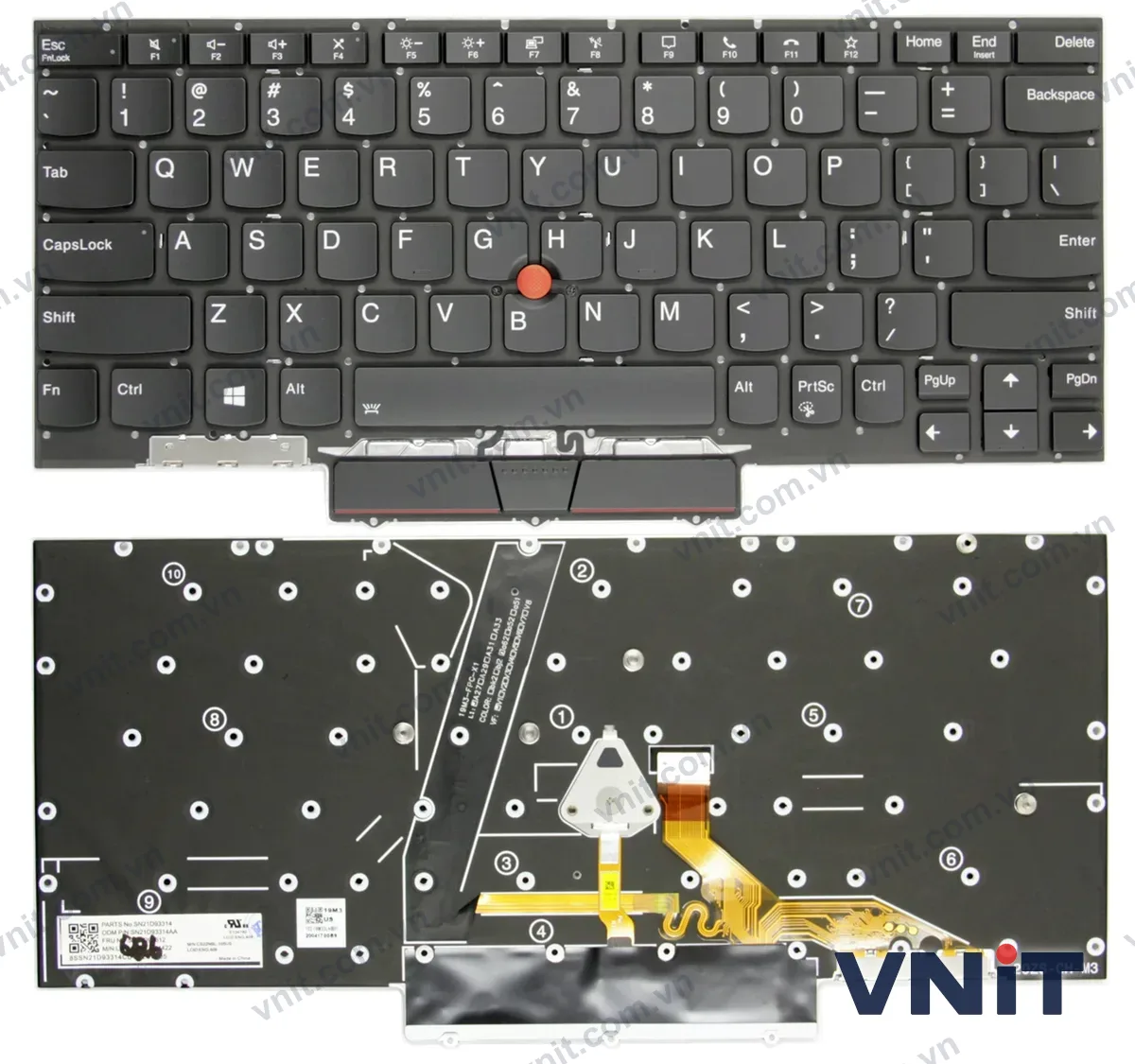 Bàn phím Laptop Lenovo ThinkPad X1 Nano Gen 1, TP00123A, SN20X8223, high copy (Có đèn nền)