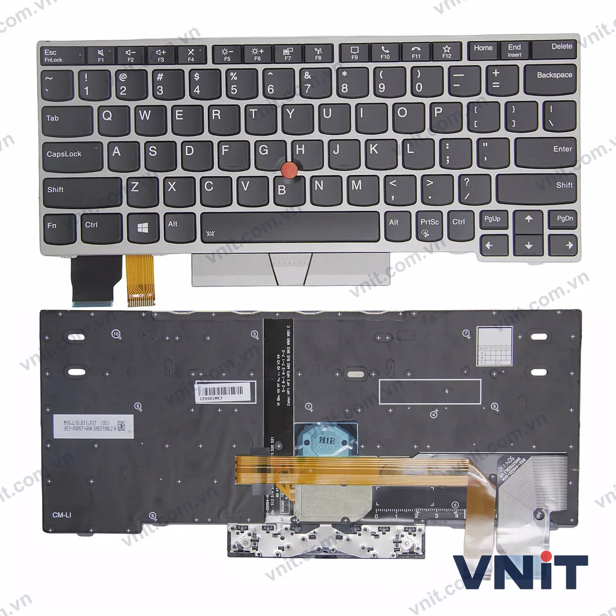 Bàn phím Laptop Lenovo Thinkpad X280 A285 X390 X395, X13 Gen 1, L13 Gen 1 Gen 2, L13 yoga Gen 1 frame (Có đèn nền) (Màu bạc)