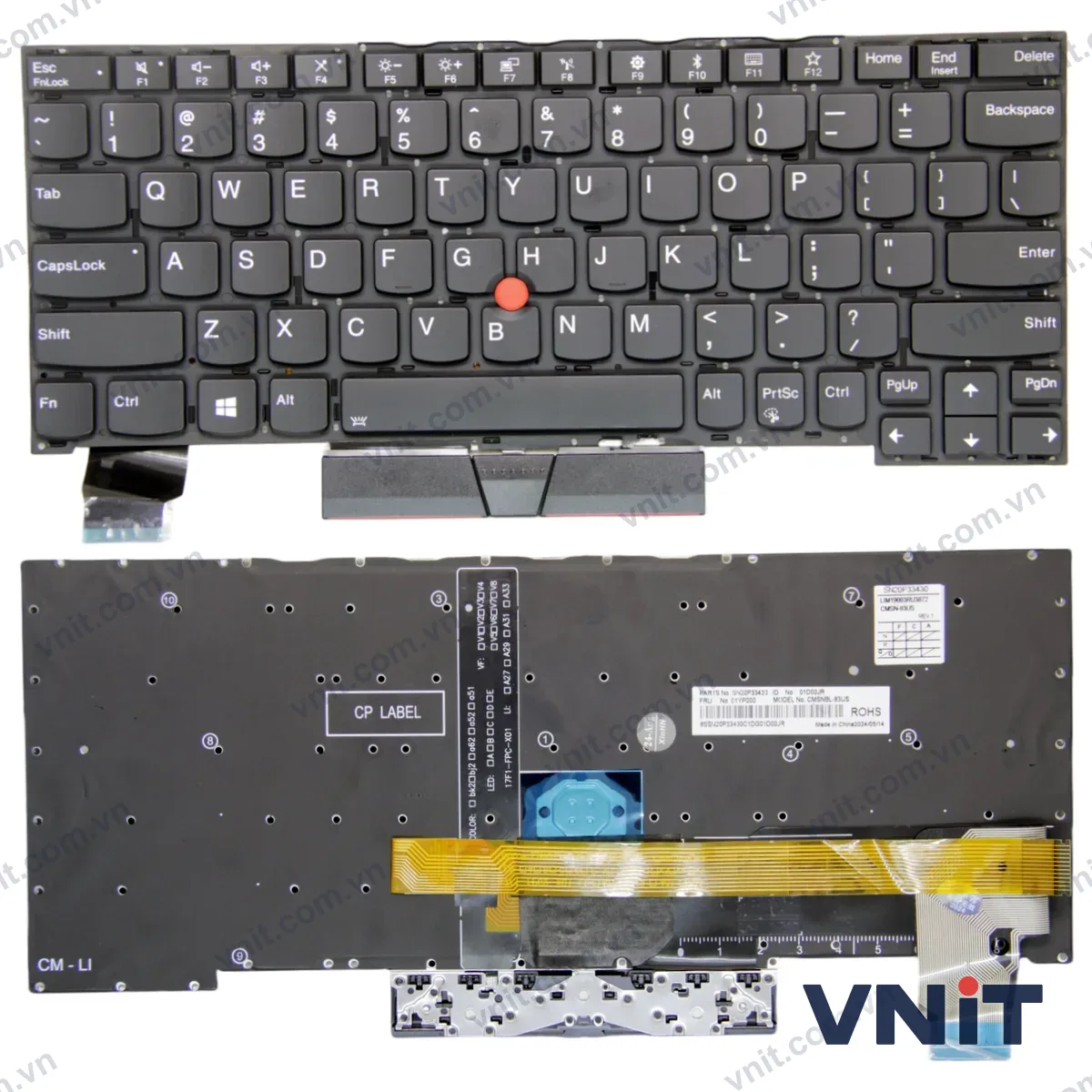 Bàn phím Laptop Lenovo Thinkpad X390 yoga, X395 yoga (Có đèn nền) (Màu đen)