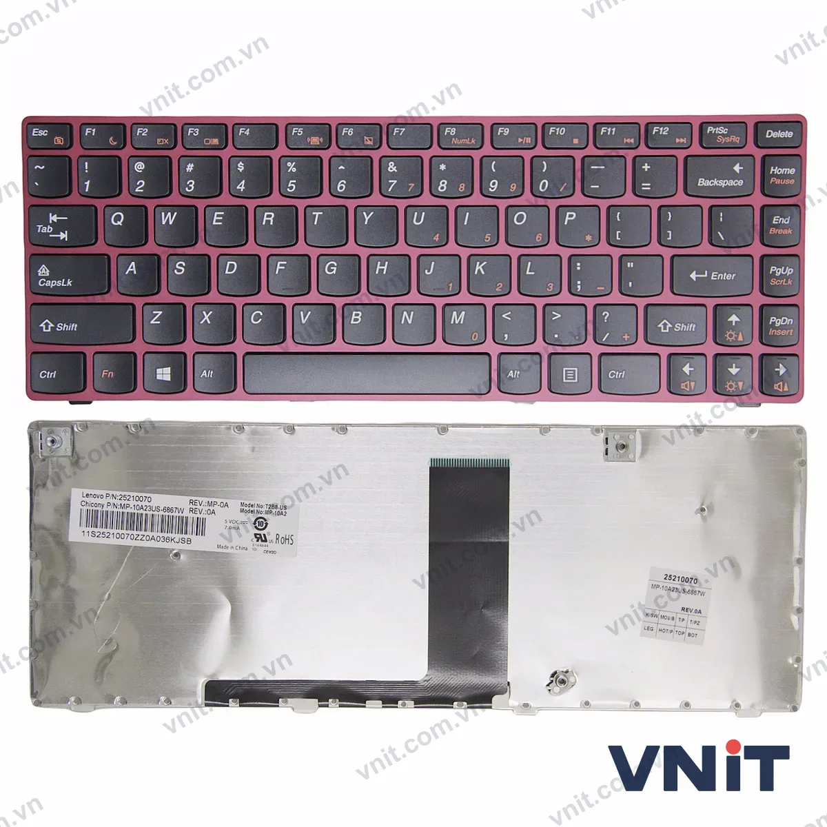 Bàn phím Laptop Lenovo V480S V380S V380A frame (Màu đỏ)