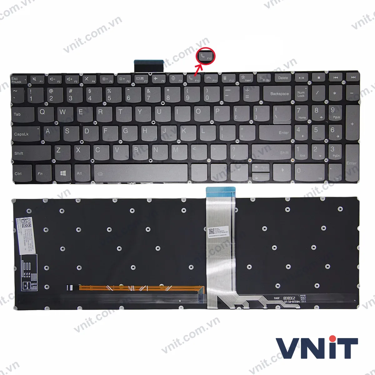 Bàn phím Laptop Lenovo XIAOXIN 16 IRL8 ABR8 IAH8 Slim 5 16 15P IMH F10 call (Có đèn nền) (Màu xám)