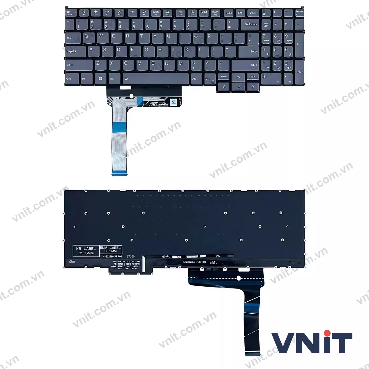Bàn phím Laptop Lenovo xiaoxin Pro 16 AHP9 IRH9 2023 (Có đèn nền) (Màu xám)