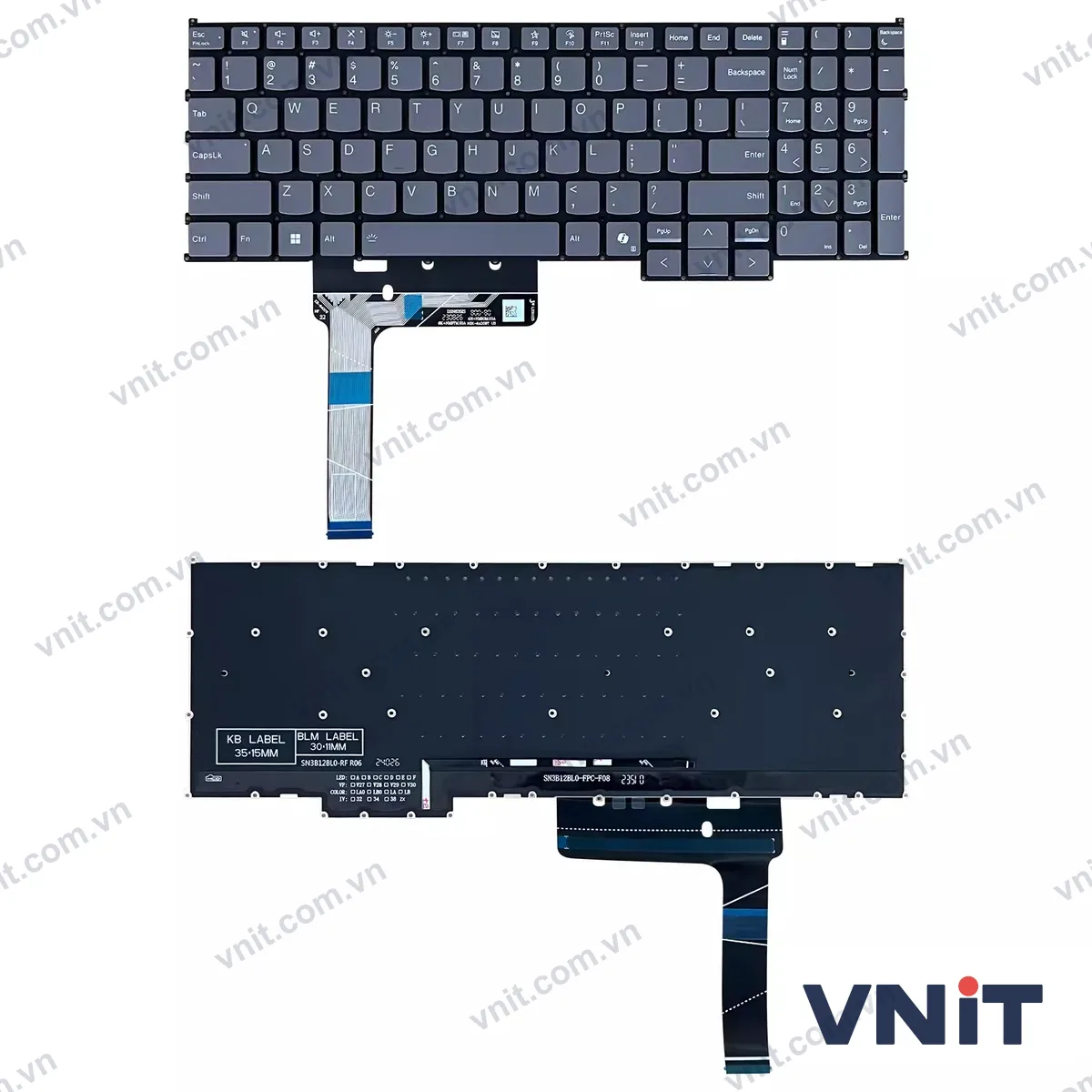 Bàn phím Laptop Lenovo xiaoxin Pro 16 AHP9 IRH9 2024 (Có đèn nền) (Màu xám)