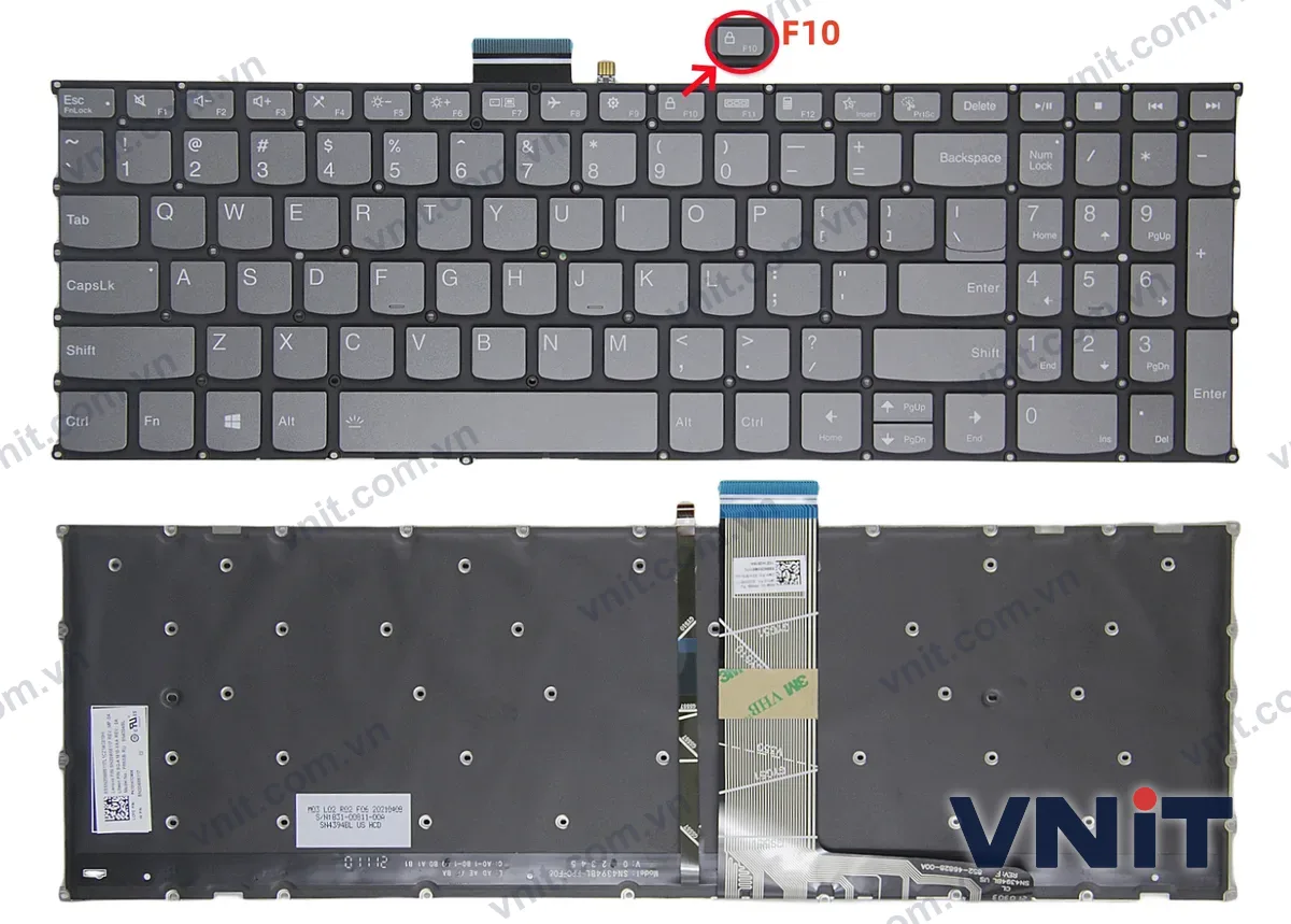 Bàn phím Laptop Lenovo yoga 7-15ITL5, yoga Creator 7-15IMH05, yoga 7 16IAP7, yoga 7 16IAH7, yoga 7 16IRL8, yoga 7 16ARP8, F10 lock (Có đèn nền) (Màu xám)