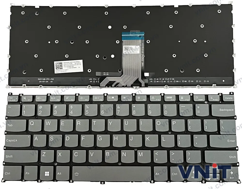 Bàn phím Laptop Lenovo yoga 7 2-in-1 14AHP9, yoga 7 2-in-1 14IML9, right down conner straight (Có đèn nền) (Màu xám)