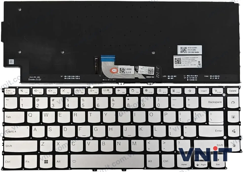 Bàn phím Laptop Lenovo yoga 9 14IAP7 14IRP8, yoga 9i 14IAP7 14IRP8 (Có đèn nền) (Màu bạc)