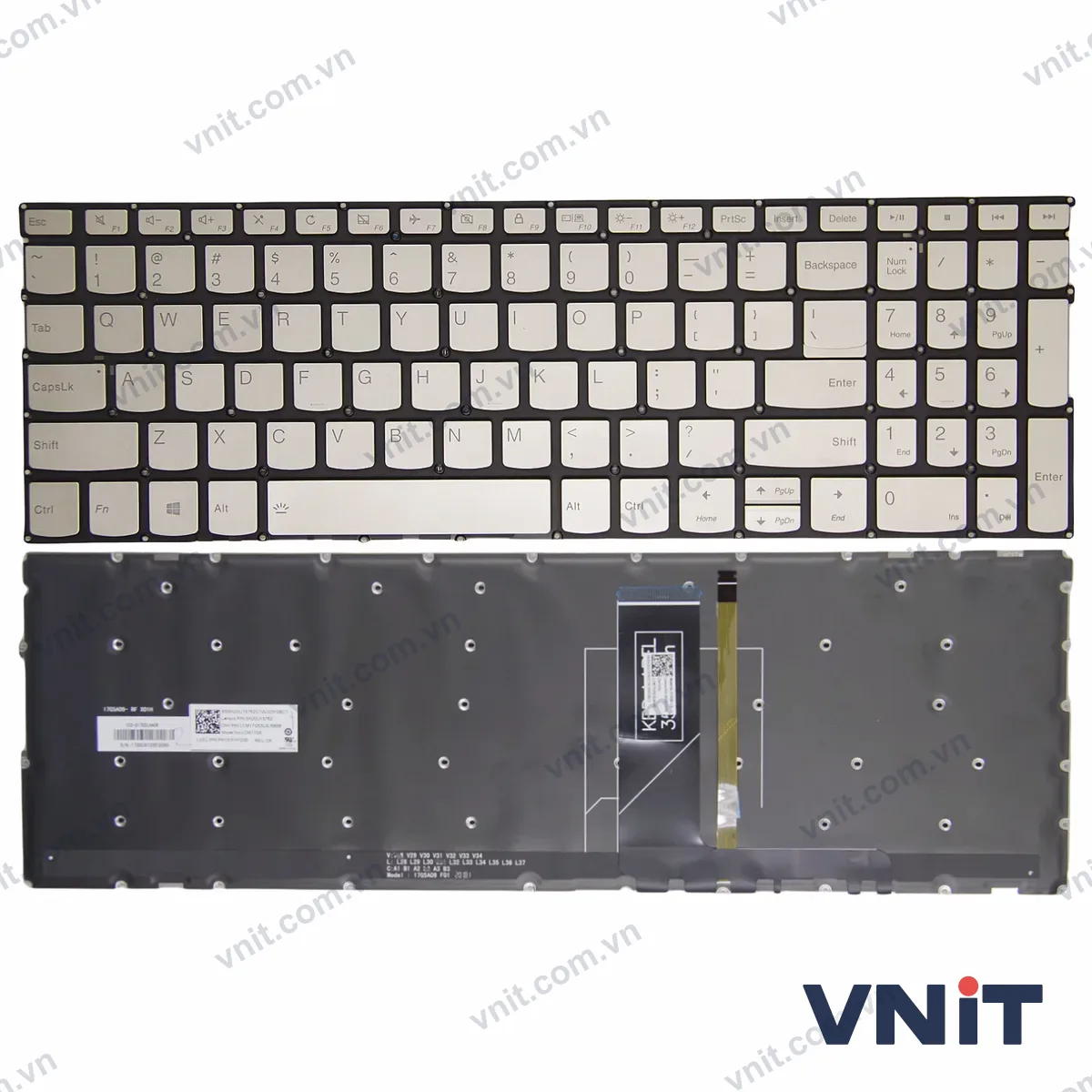 Bàn phím Laptop Lenovo yoga C740-15IML, C940-15IRH, S740-15IRH, yoga 9 15IMH5, lock (Có đèn nền) (Màu vàng)