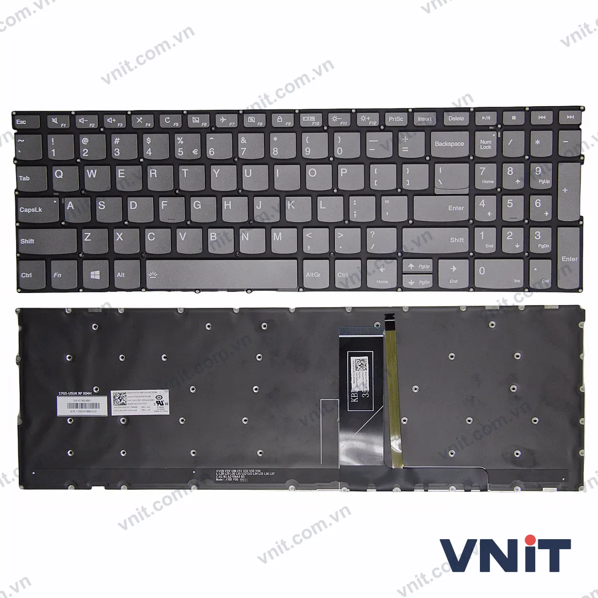 Bàn phím Laptop Lenovo yoga C740-15IML, C940-15IRH, S740-15IRH, yoga 9 15IMH5, lock (Có đèn nền) (Màu xám)