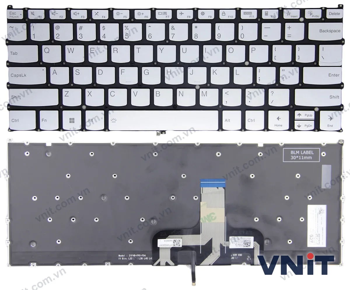 Bàn phím Laptop Lenovo yoga Pro 14s ARH7 IAH7 2022, Slim 7 Pro X 14 ARH7 (Có đèn nền) (Màu bạc)