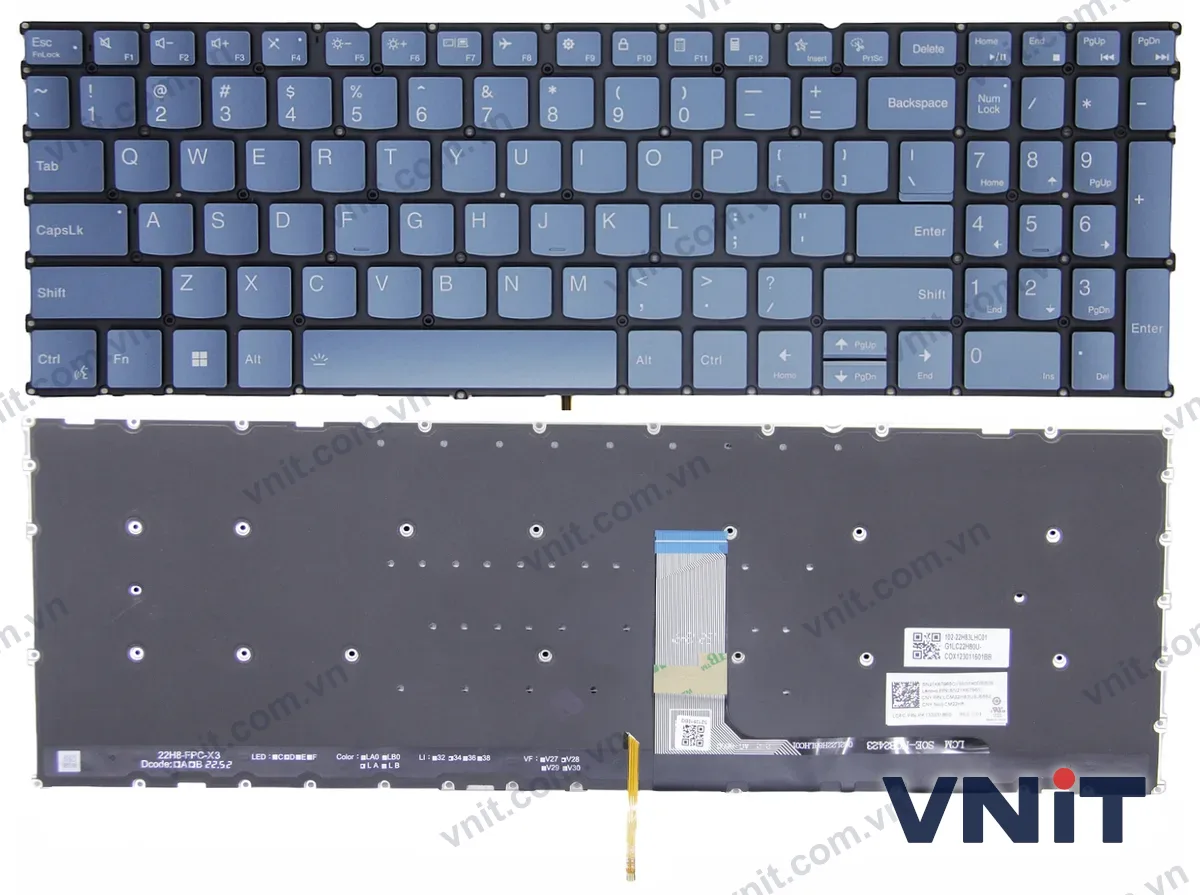 Bàn phím Laptop Lenovo yoga pro 9 16IRP8, yoga Pro 16s IRP8 (Có đèn nền) (Màu xanh)