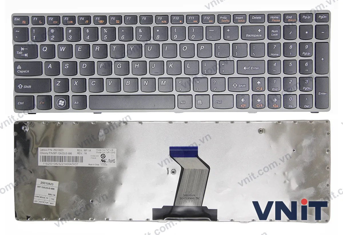 Bàn phím Laptop Lenovo Z560, G570, G575, Z565, Z560A, G570A, G560, G565, frame (Màu xám)