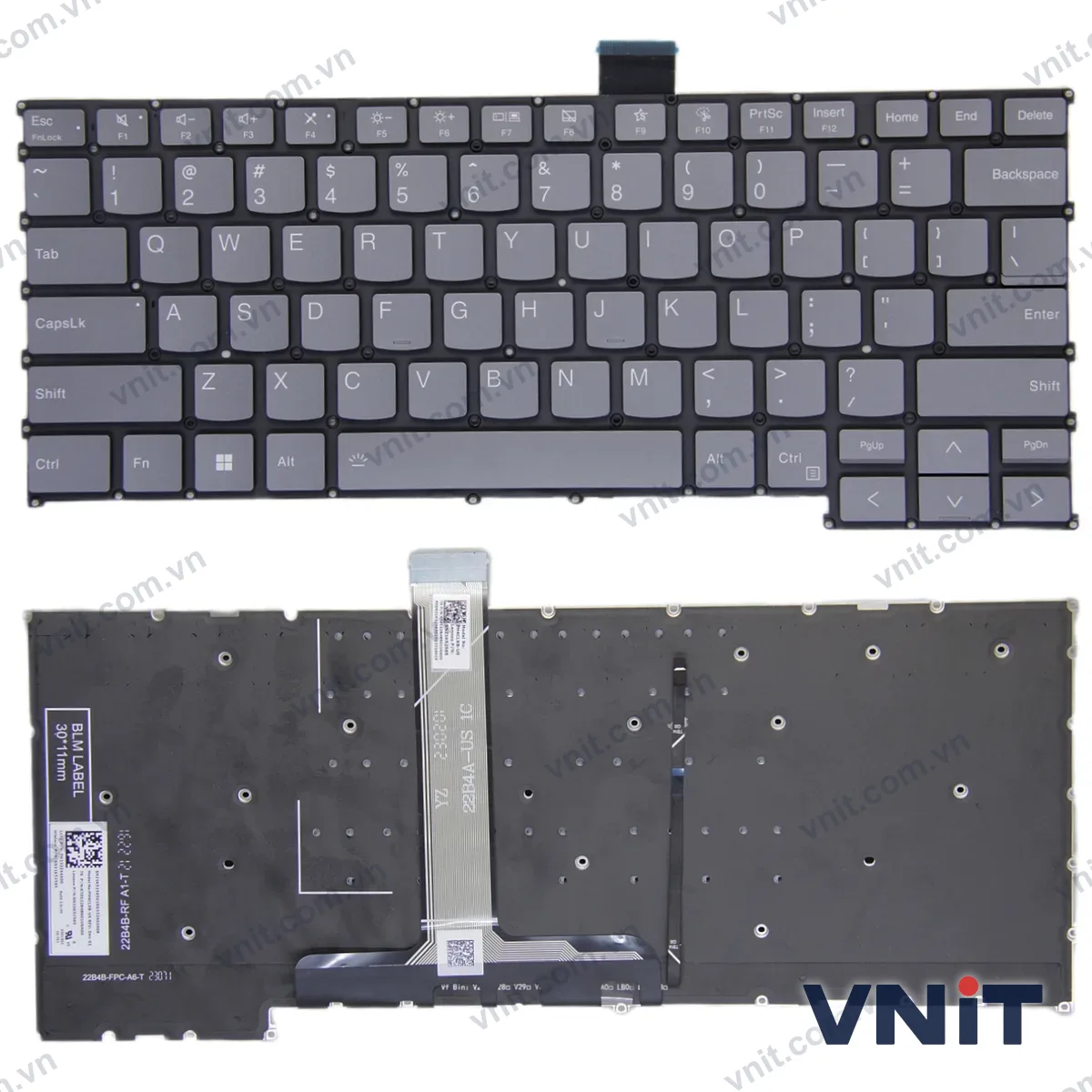 Bàn phím Laptop Lenovo ZHAOYANG X3-14, X5-14, X7-14-IAP, IRL IRH IRHA IMH (Có đèn nền) (Màu xám)