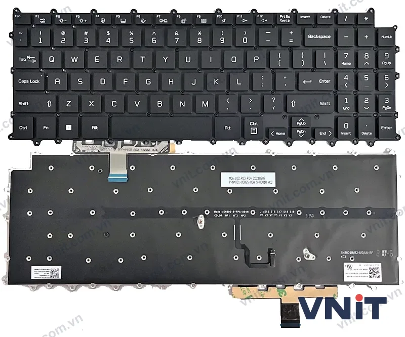 Bàn phím Laptop LG gram 15Z90P, 15Z95P, 16Z90P, 16Z90PF, 16Z95P (Có đèn nền) (Màu đen)