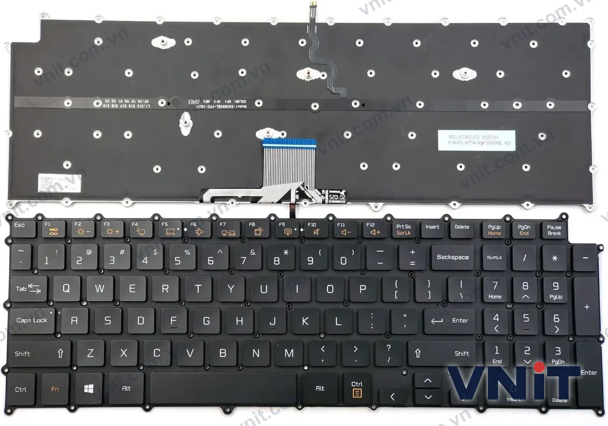 Bàn phím Laptop LG gram 17Z90N, 17Z90N-V, 17Z90N-R, 17U70P, 17U70P-P, 17UD70P (Có đèn nền) (Màu đen)
