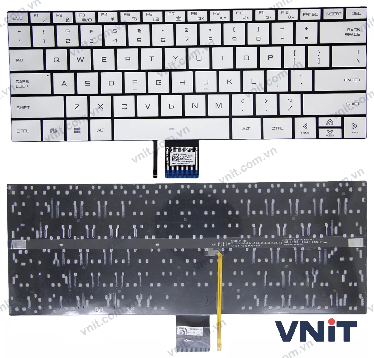 Bàn phím Laptop MECHREVO S1 Air S1 PRO S2 AIR, hasee U43E1, U45A1, 18C6 (Có đèn nền) (Màu bạc)