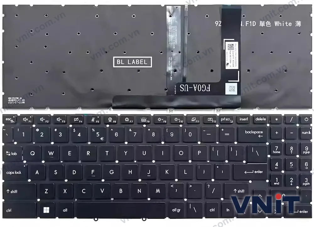 Bàn phím Laptop MSI Creator 16 AI Studio A1V, A1VHG, A1VIG (Có đèn nền) (Màu trắng)