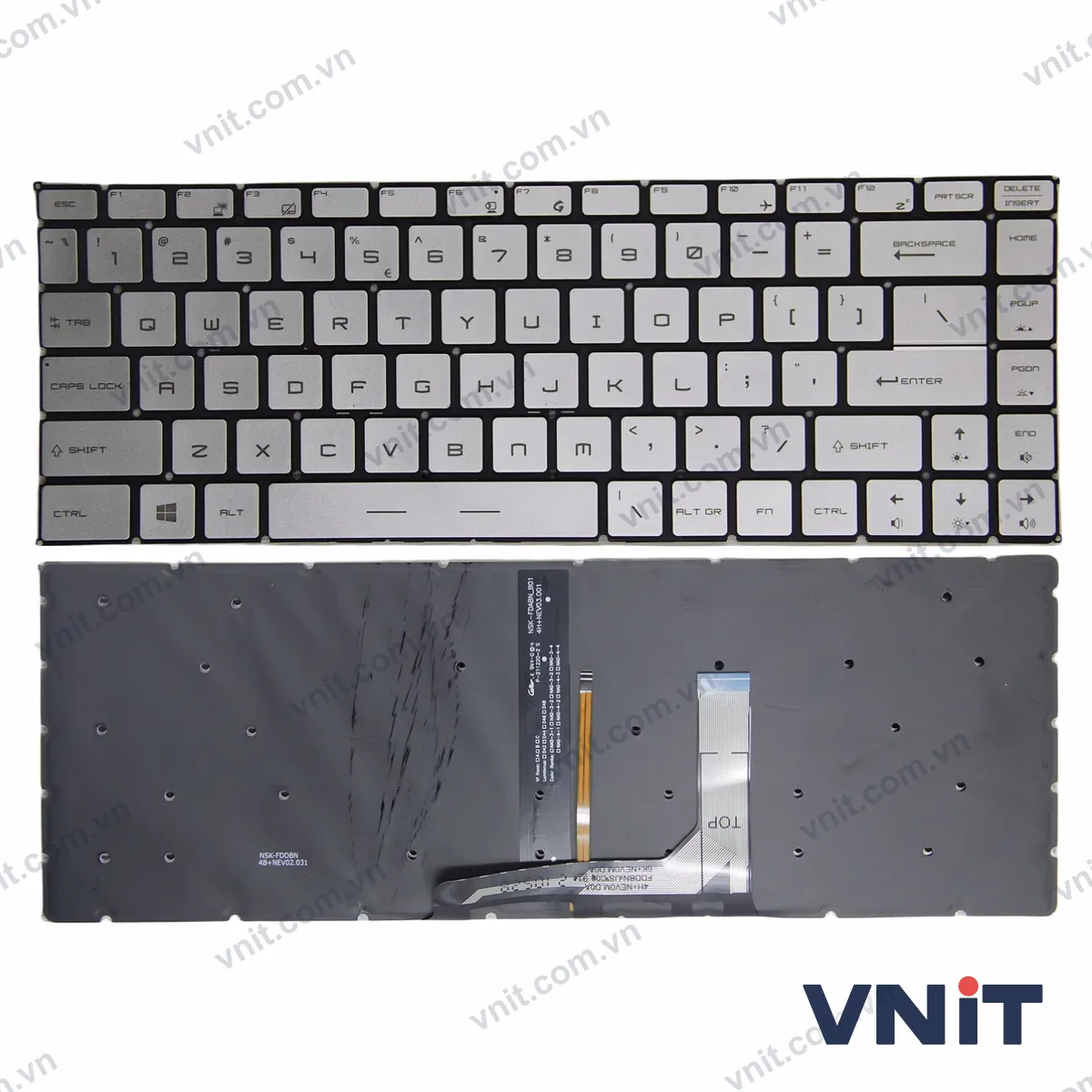 Bàn phím Laptop MSI GS65, PS63, GF63, GF65, P65, MS-16W1, MS-16W2, MS-16R3, MS-16R4 (Có đèn nền) (Màu bạc)