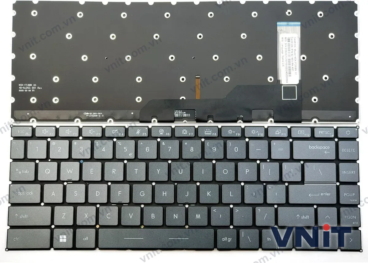 Bàn phím Laptop MSI GS66 GE66 GP66 MS-1541 MS-14C1 MS-14C2 MS-16V1 MS-16V2 MS-16V3 WS66 P40 (Có đèn nền) (Màu xám)