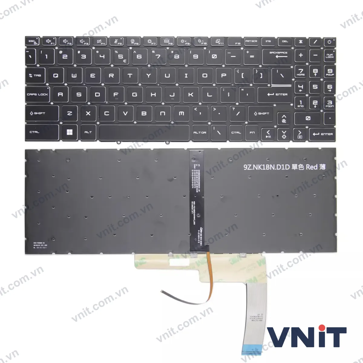 Bàn phím Laptop MSI Katana 17 B11U, B11UCX, MS-17L2 (Có đèn nền) (Màu đen)