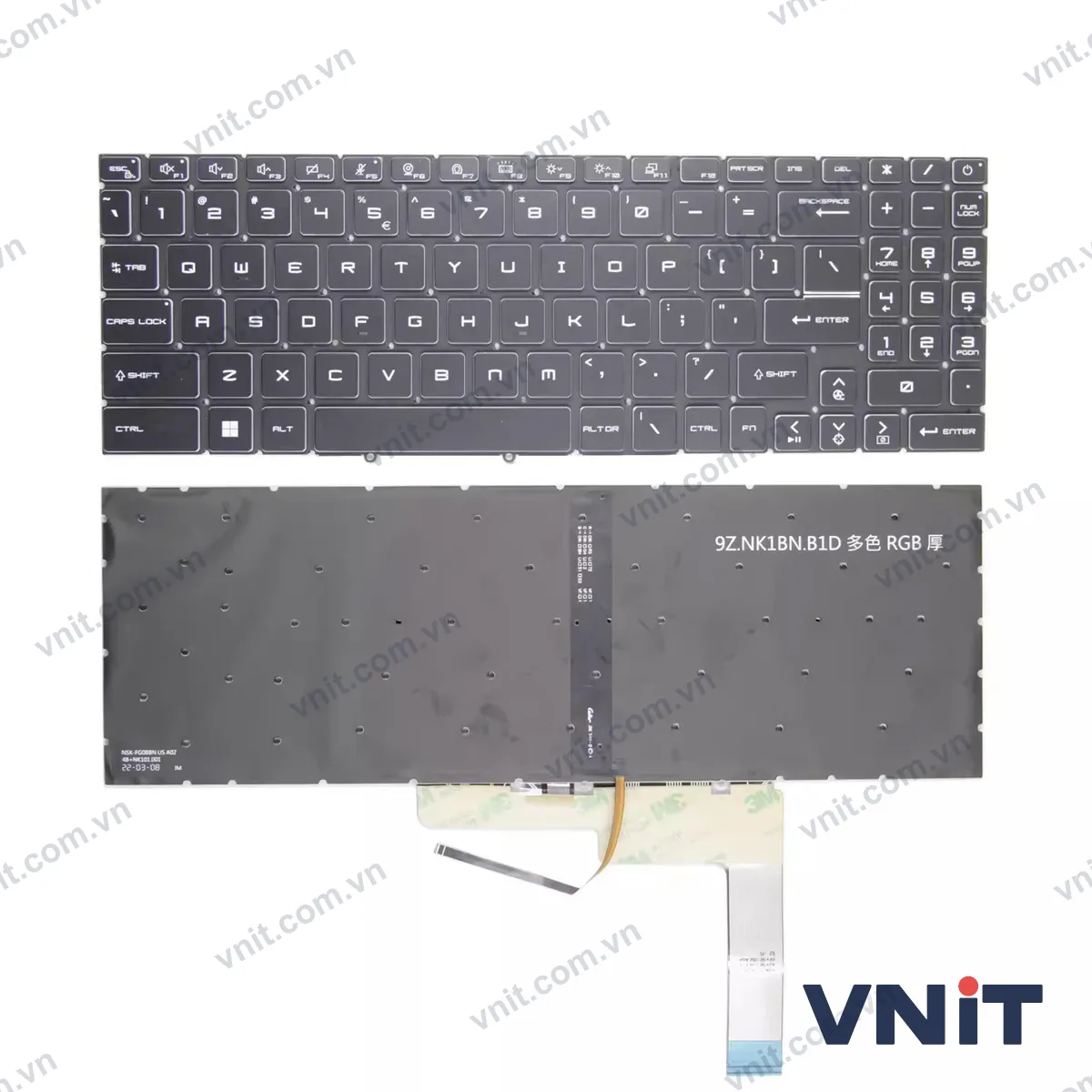 Bàn phím Laptop MSI Katana 17 B11U, B11UCX, MS-17L2, RGB (Có đèn nền) (Màu đen)