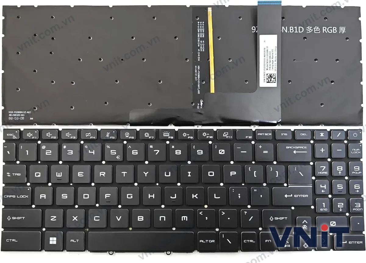 Bàn phím Laptop MSI Katana GF66 GF76 Pulse GL76 GL66 Stealth GS77 MS-17L3 MS-1584 MS-1583 RGB (Có đèn nền) (Màu đen)