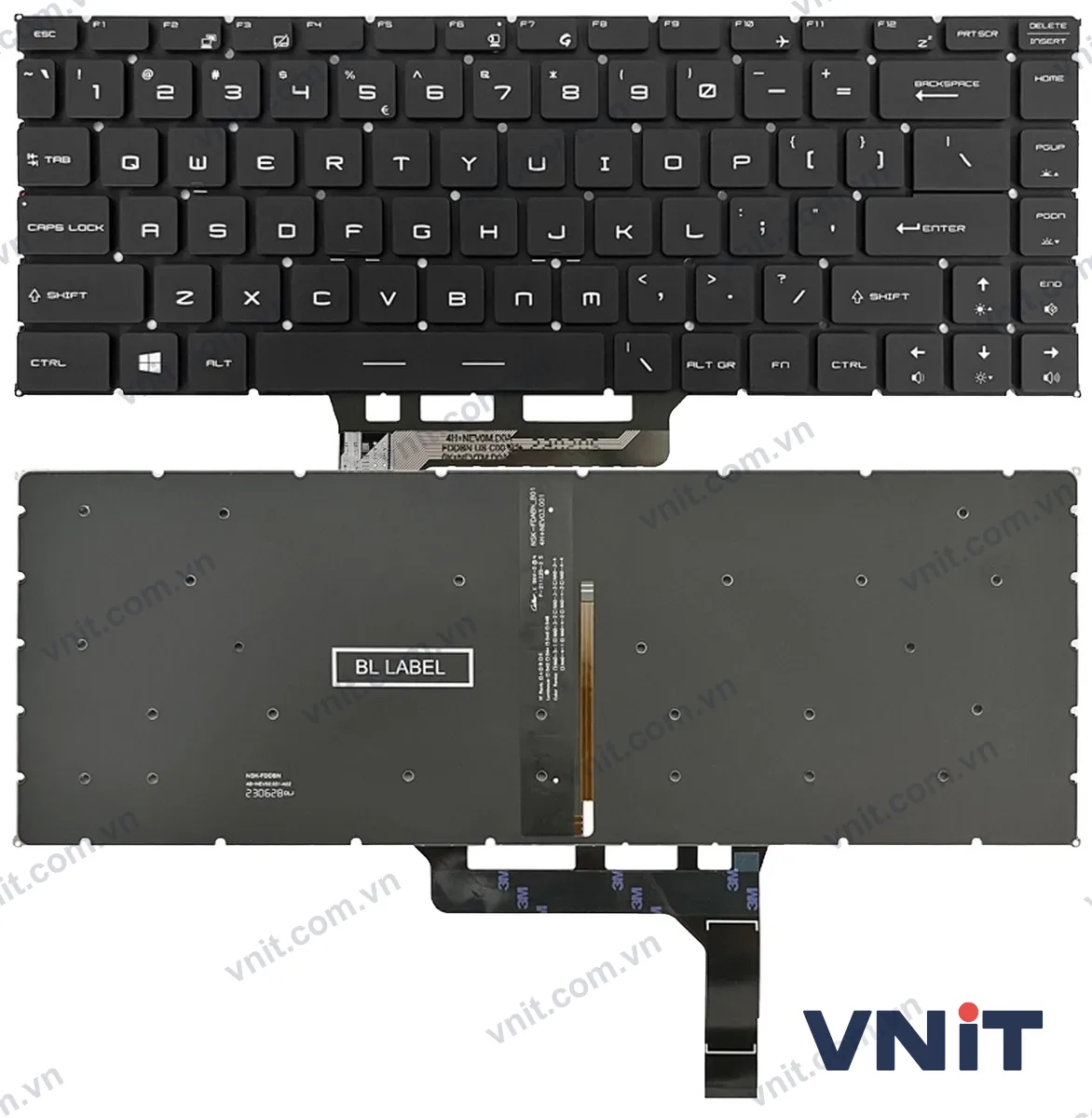 Bàn phím Laptop MSI MS-16R6, MS-16S1, MS-16S2, MS-16W1, MS-16W2 (Có đèn nền) (Màu đen)