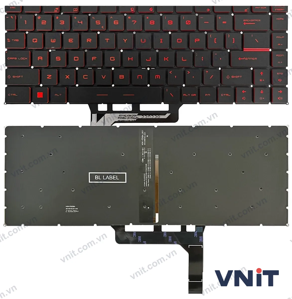 Bàn phím Laptop MSI MS-16R6, MS-16S1, MS-16S2, MS-16W1, MS-16W2 (Có đèn nền) (Màu đỏ)