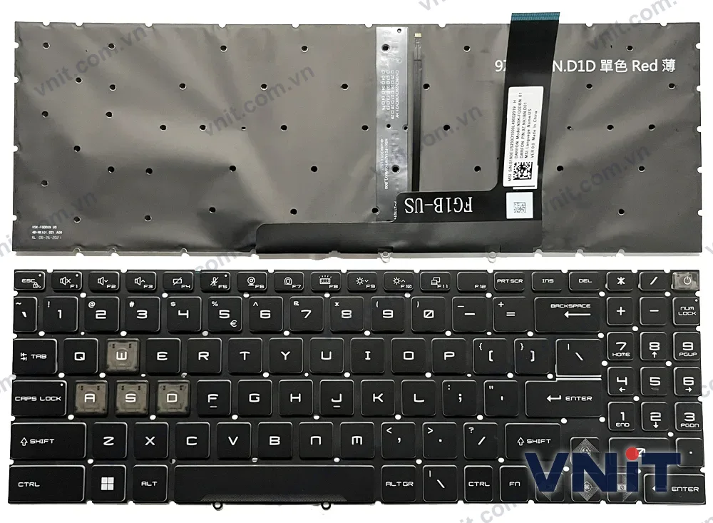 Bàn phím Laptop MSI Raider GE68, GE78, Vector GP68, GP78, MS-15M1, MS-15M2, MS-17S1, MS-17S2 (Có đèn nền) (Màu trắng)