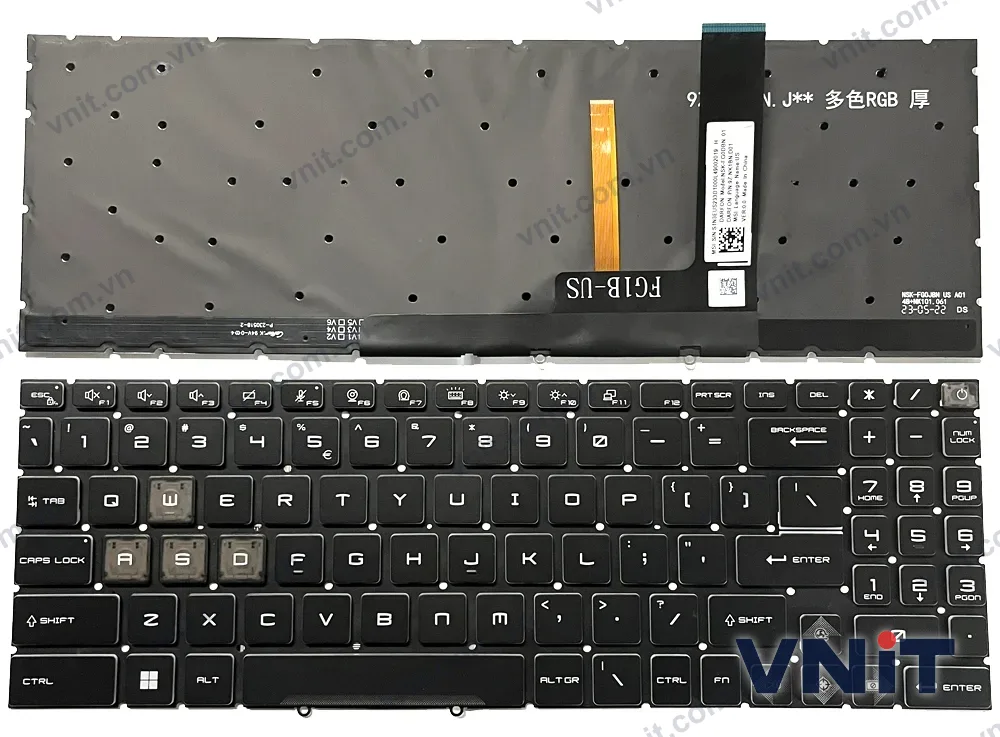 Bàn phím Laptop MSI Raider GE68, GE78, Vector GP68, GP78, MS-15M1, MS-15M2, MS-17S1, MS-17S2, RGB 4-zone (Có đèn nền)