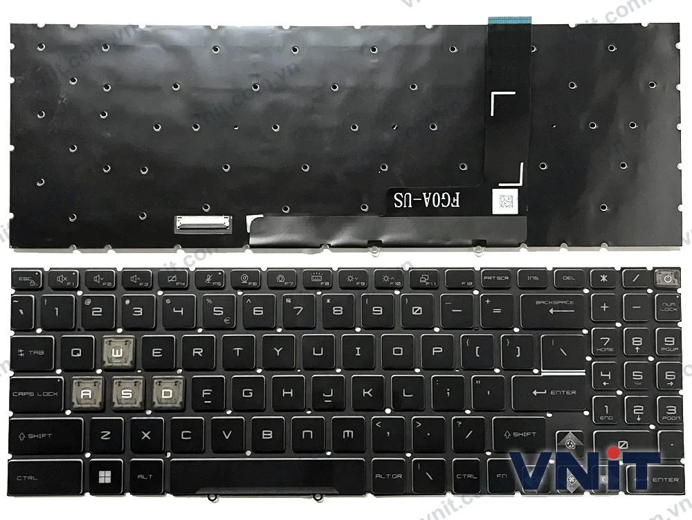 Bàn phím Laptop MSI Raider GE68, GE78, Vector GP68, GP78, MS-15M1, MS-15M2, MS-17S1, MS-17S2, RGB per-key (Có đèn nền)
