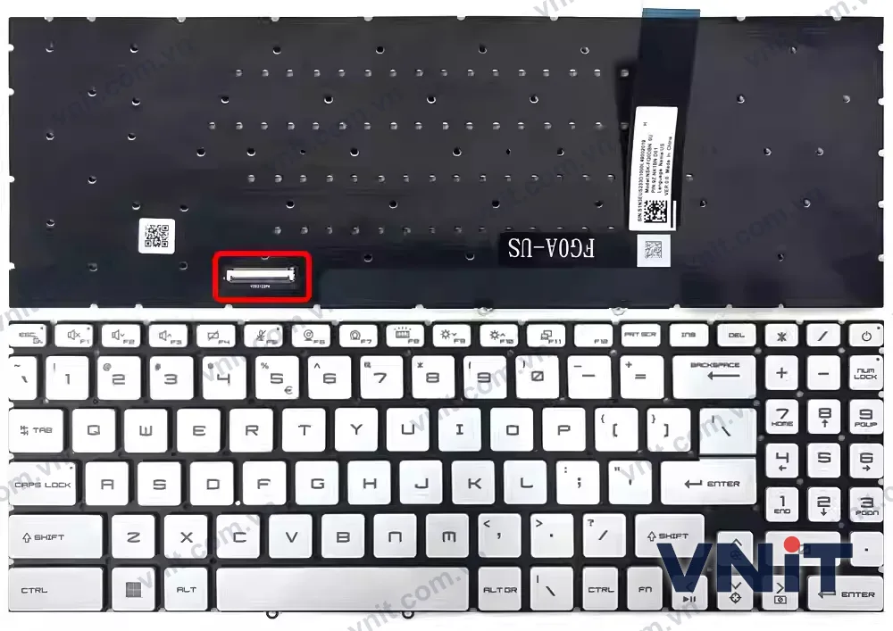Bàn phím Laptop MSI Stealth 16 AI Studio A1V, MS-15F3, MS-15F4, RGB (Có đèn nền) (Màu trắng)