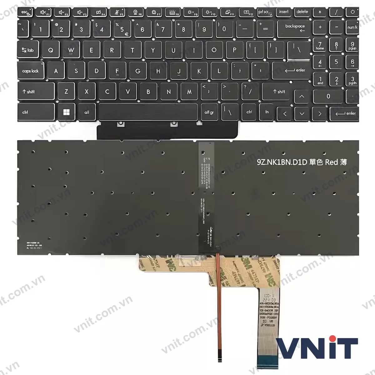 Bàn phím Laptop MSI Summit E16 Flip A11U, A12U, UCT, UDT, MS-1591, MS-1592, MS-1593 (Có đèn nền) (Màu trắng)