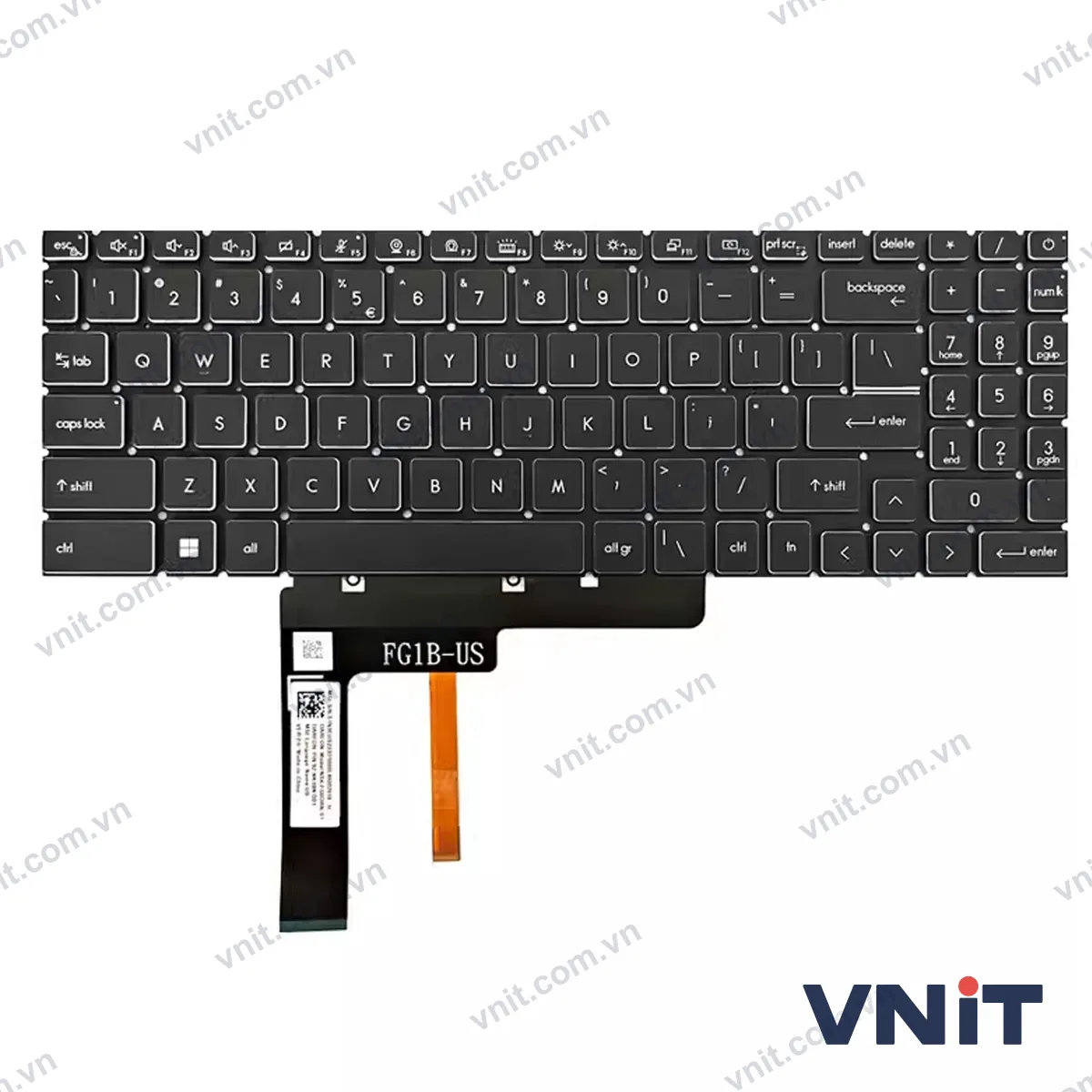 Bàn phím Laptop MSI Summit E16 Flip A11U, A12U, UCT, UDT, MS-1591, MS-1592, MS-1593, wide cable 7-color (Có đèn nền)