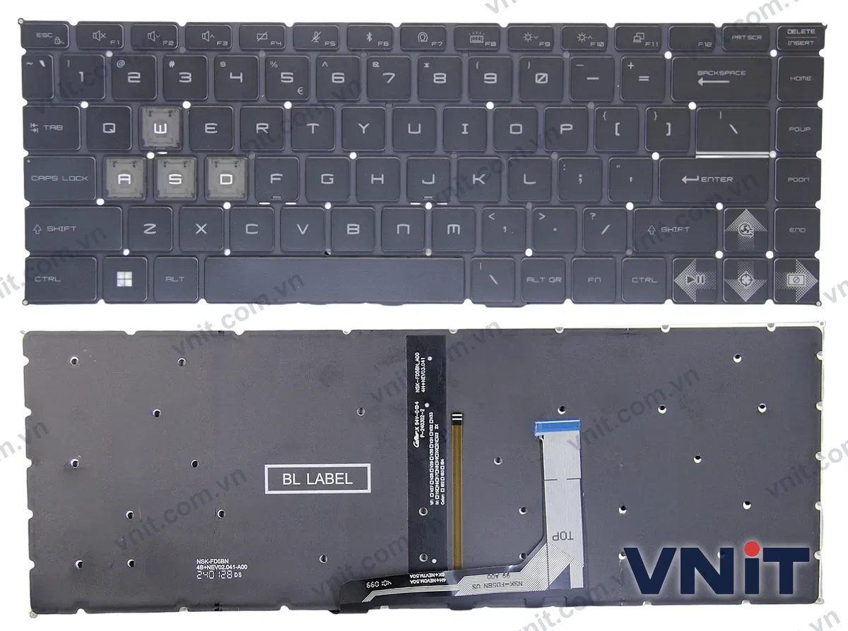 Bàn phím Laptop MSI Thin 15 B12U, B13U, Thin A15 B7V, B7U (Có đèn nền) (Màu xanh)