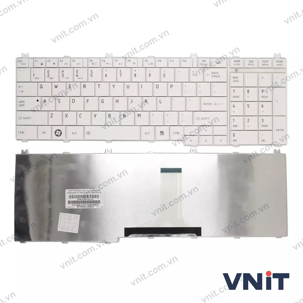 Bàn phím Laptop Toshiba C650 L650 L660 L655 L750 L755 C655 C660 glossy (Màu trắng)