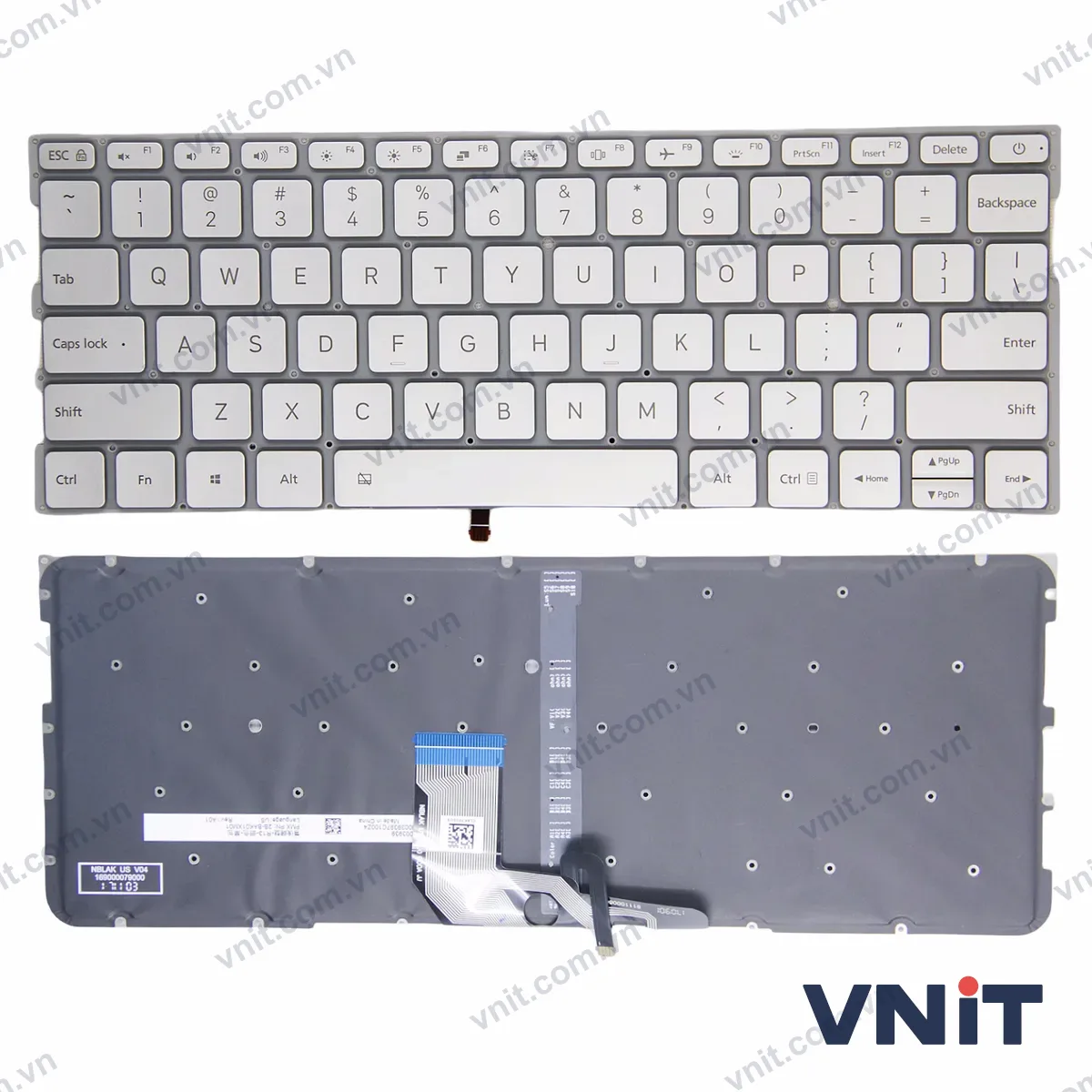 Bàn phím Laptop Xiaomi Air 13.3 161301 1604 1613 1703 1704 (Có đèn nền) (Màu bạc)